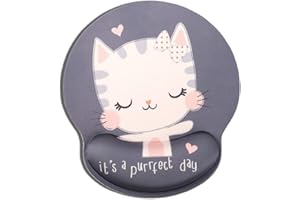 AOKSUNOVA Alfombrilla de ratón con reposamuñecas ergonómico de Gel, diseño Kawaii de Gato