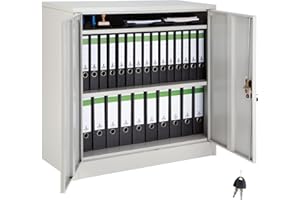 TecTake Armario archivador de Oficina metálico con 2 Puertas bloqueable e estantes - Varias tamaños - (90x40x90cm | no. 40248