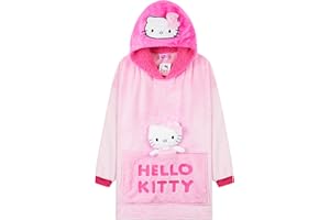 Hello Kitty Sanrio Koc z kapturem dla dziewcząt, nastolatków, kawaii, oversize, polarowy koc do noszenia, pluszowy koc wypoczynkowy, prezent dla dziewcząt (różowy
