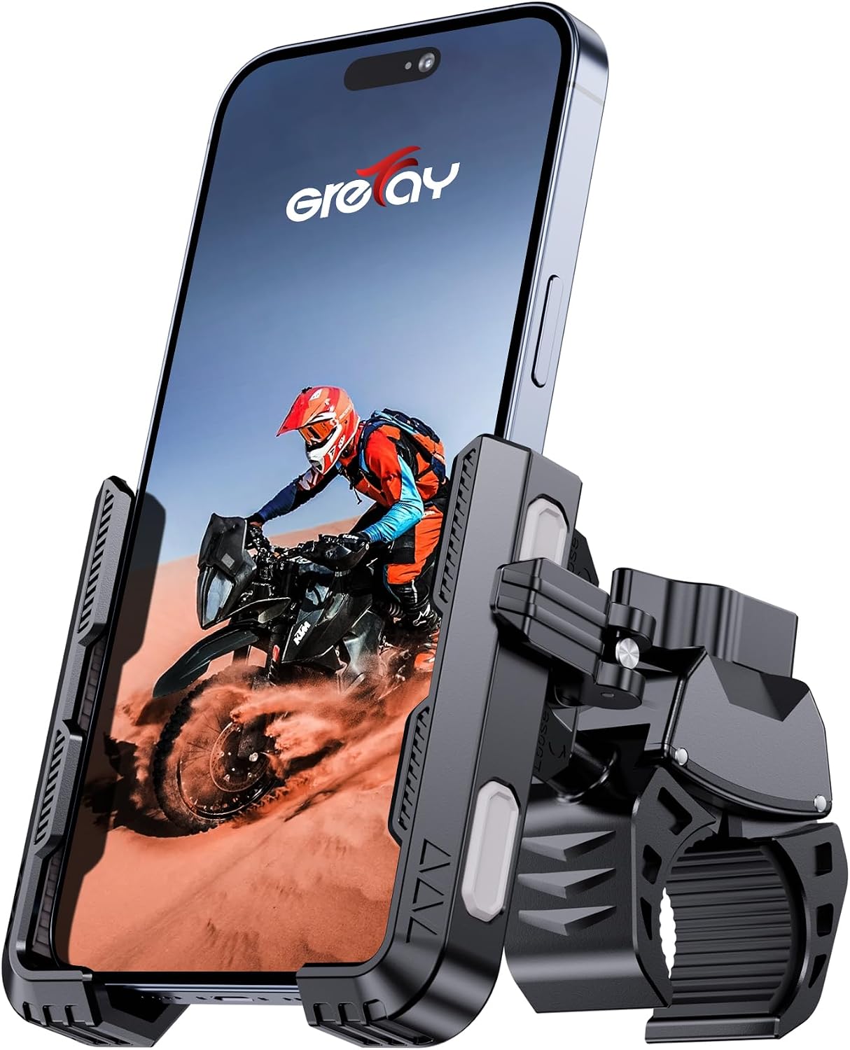 GREFAY Bike Phone Holder Motorbike Phone Holder [1S Quick Release Robust Connections] Anti Shake Universal 360° Bicycle Handlebar Holder for iPhone 17 16 15 14 13 Samsung S23/S22 4.5-7" Smartphone