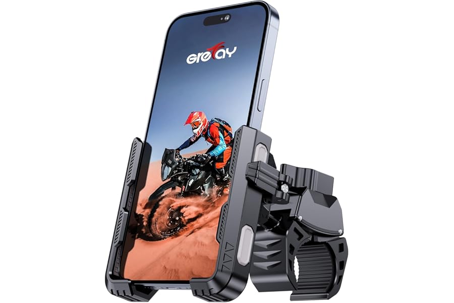 GREFAY Bike Phone Holder Motorbike Phone Holder [1S Quick Release Robust Connections] Anti Shake Universal 360° Bicycle Handlebar Holder for iPhone 17 16 15 14 13 Samsung S23/S22 4.5-7" Smartphone