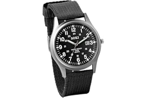 JewelryWe Men's Military Watch Classic Nylon Strap Field Watch Quartz Wristwatches