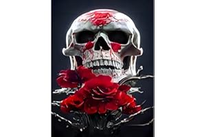 TAASMOOG 5D Diamond Painting Full Set, DIY Diamant Painting Bilder, DIY Cross Stickerei Malerei Kits Malen nach Zahlen wohnzimmer bilder für die Inneneinrichtung (Totenkopf) (weiß)