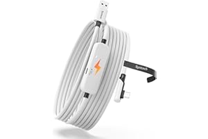 Syntech Link Cable with Charging 16FT Compatible with Oculus/Meta Quest 3S/3, Quest2 Accessories, USB 3.0 Link Cable with Extra Charging Port, for PC/SteamVR and Extended Gameplay