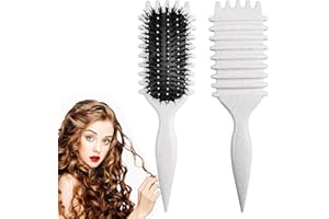 SMARTBEST Lockige Haarbürste, Lockendefinierungsbürste, Wildschweinborsten, Haarbürste zum Kämmen und Formen, reduziert Ziehen und Locken Trennung für definierte Locken (cremefarben)
