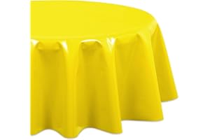 ‎BEAUTEX Wachstuchtischdecke OVAL RUND ECKIG Farbe u. Größe wählbar, Tischdecke Wachstuch abwischbar, Uni Einfarbig (Oval 130x180 cm, Gelb)
