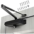 SYOSI Automatic Door Closer Size 5 Suitable for Door Weight 85~105kg Spring Hydraulic Door Closer Aluminum Alloy Material Heavy Duty Easy Installation H-1322/H-1683/H-1883 (GK-1883(Size 5), Black)
