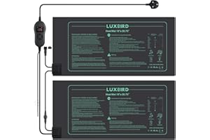 LUXBIRD 2 Pack Seedling Heat Mats with Digital Thermostat Controller, 10" x 20.75" Waterproof Plant Heating Mats Combo, for Seed Starting, Germination, Hydroponics, Brewing, Breeding, Greenhouses