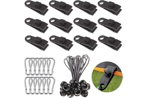 DQZSY 12 Tent fixing clips,12 buckles and 12 rubber band ball tent tools for fixing the rubber band rope,used to fix the tarp tarp,camping clip,tarp tarp hood,swimming pool cover,boat cover