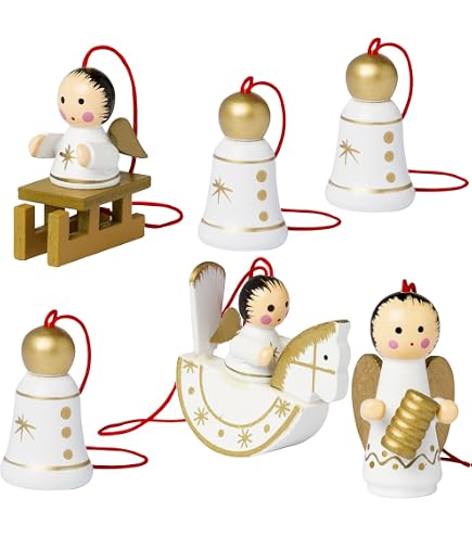 BRUBAKER Lot De 6 Casse-Noisettes En Bois Peints à La Main - Suspensions Pour Sapin De Noël - Figurines Décoratives Festives