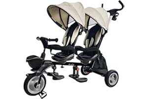 QPlay Tricycle évolutif pour bébé, jumeaux et promenades en famille | Pour deux, 10 Mois à 36 Mois