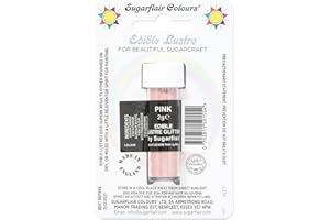 SUGARFLAIR COLOURS Sugarflair Pink Edible Lustre Glitter, Add a Lustrous Shine to Cakes or Decorations. Brush On or Add Rejuvenator to Create Eye-Catching Edible Paint - 2g