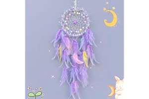 CBEI Dream Catcher,Handmade LED Dream Catchers for Bedroom Hanging Decorations Ornaments Craft for Girl Bedroom Accessories Blessing Gift(Purple)