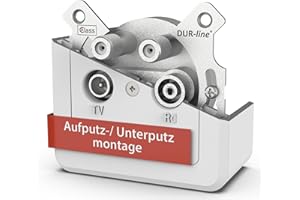 DUR-line Gniazdo antenowe 4-otworowe SAT | telewizja kablowa | DVB-T | Radio | Unicable nadaje się do montażu natynkowego i podtynkowego (puszka końcowa, nadaje się do użytku cyfrowego)