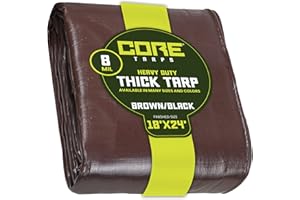 Core Tarps bache de Protection Exterieur (155 g/m²|18′ X 24′ | 5.5m X 7.3m | Marron/Noir) 8 Mil Haute résistance,bâche de Couverture, Bâche étanche–bâche de Protection avec œillets