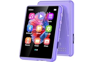 ZAQE MP3 Player, 2.4" MP3 Players with Bluetooth 5.3, HiFi Music Player Supports FM Radio, Voice Recording, E-Book, Portable Digital Music Player Built-in HD Speaker, Earphones Included, Purple