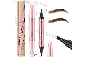 WYFDCZZP Lápiz Cejas 2en1, Lápiz de Cejas Microblading, Lápiz de Cejas Líquido, Resistente al Agua y al Sudor, Lapiz Cejas y Eyeliner, perfilador de cejas, Crea un Maquillaje de Cejas Natural (Marrone scuro)