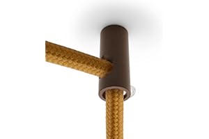 Amarcords - 2 Decentratori verticali pressacavo e fermacavo in alluminio con regolazione cavo a vista per lampade e sospensioni a discesa verticale - Corten