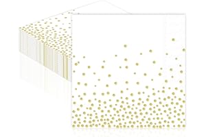 ZVK Tovaglioli per feste, Lamina d'oro Blanco Tovaglioli di carta monouso per feste 33x33cm 20 pezzi Tovaglioli usa e getta Brillantini per Battesimo, Halloween, Giorno del Ringraziamento, Capodanno