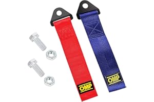 Exsbtay 2 Pezzi Cinghia di Traino Rosso, Gancio Traino in Tessuto, Corda per Rimorchio in Nylon, per Paraurti Anteriore e Posteriore, Fune di Traino Universale Racing (Rossa,Blu)