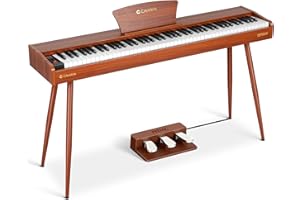 CAHAYA Piano Digital de 88 Teclas – Piano Eléctrico de Tamaño Completo con Teclas Contrapesadas y Cuerpo de Madera 380 Sonidos Triple Pedal Compatible con USB-MIDI Ideal para Principiantes