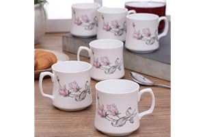 Clay Craft Bone China Multicolor Tea/Coffee Cup/Mugs (Set of 6 Cups) with Premium Design, Tea Cup Set of 6, Microwave & Dishwasher Safe, Coffee Mug for Office, Cups Set of 6, Ideal for Gifting