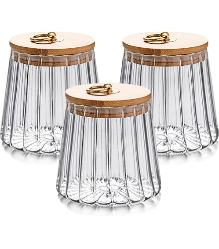 ANSQU Set Mit 2 Vintage-Glasbehältern (680 Ml) – Luftdicht Mit Bambusdeckel, Für Küche & Deko