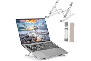 Hoppac Support Ordinateur Portable,Tout MéTal Aluminium Support PC Portable,7 Niveaux De RéGlage De La Hauteur Support PC,AéRation Pliable Support Ordinateur Compatibles Macbook Air/Pro/ASUS/Lenovo