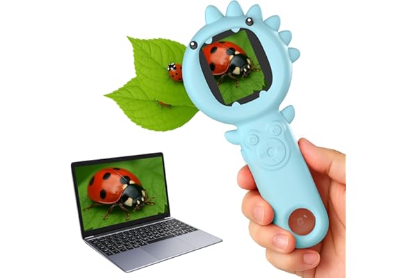 Microscope PHNIXGAM pour Enfants, Mini Microscope Portable pour Tout-Petits, kit de Sciences éducatives, Cadeaux de Noël et d'anniversaire, Jouets numériques pour Filles de 3 Ans et Plus