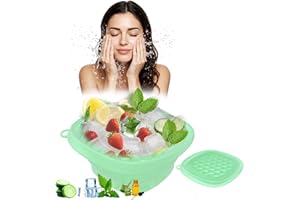 VBVARV Face Bowl for Ice, Quick Cooling Foldable Silicone Wash Basin with Built-in Ice Tray, Ice Tray for Home Ice Water Facials, Facial Ice Bath Kit, Ice Water Face Cold Plunge
