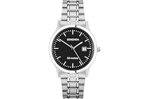 Sekonda Mens 41mm Classic Round Stainless Steel Quartz Watch with Date 50m Water Resistant