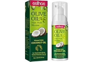 HUJINKAN 60ml Setting Mousse, Long-Lasting Frizz Control,Organic Olive Oil Hair Styling Mousse, Moisturizing Hair Foam Mousse, Setting Mousse Spray Add Shine To Curly Hair