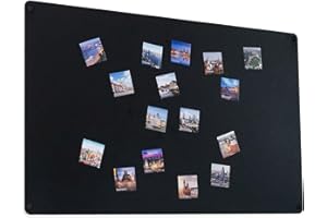 STALFORM Lavagna Magnetica da Parete Nero 80x50 cm Pannello Megnetico in Acciaio Memoboard Magnetica per Calamite