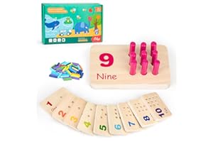 Wisplye Giochi Montessori in Legno, Numeri Giocattolo Educativo Precoce di Matematica Manipolativo per Bambini Bambina 2 3 4 Anni Colori Selezione Regalo