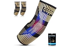 Lusenone Kupfer Ellenbogenbandage 2 Stücke - Kompression Ellenbogen Bandage für Damen & Herren - Tennisarm Bandage Ellenbogen für Golferarm, Sehnenentzündung, Sport, Arthritis, Elbow Support