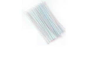 Glitter piprensare, vit, 30 cm x 6 mm, 100 stycken chenilletråd, pysselmaterial med silver, glitter, böjplysch för gör-det-sj