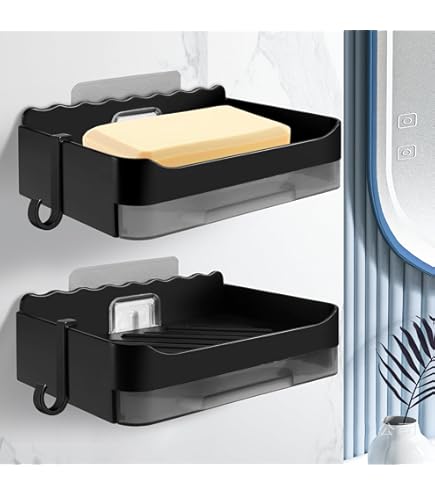 Uten Zeepbakje, zuignap zeephouder, zonder boren, ontwerp van de onderste groef, zeepbox voor douche, badkamer, badkuip en keukenspoelbak - wit