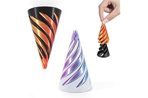 DOOCECIY 2 Pcs Printed Spiral Cone Fidget Toy, 3D Impossible Pyramid Triangle Toy