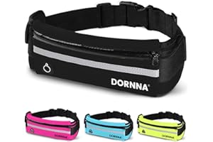 DORNNA® Ceinture Running Smartphone Homme et Femme, Sac Banane Sport de Course a Pied, Sport, Jogging, Footing, Courir - Fitness Belt Bag pour Tous Les Telephones. (Noir)