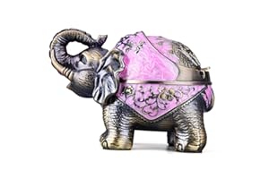 LAUYOO Stand Elephant Ashtray with Lid Windproof Metal Ashtray Outdoor, Indoor Ashtray Ash Ashtray for Weed,Vintage Practical Decoration Ashtrays for Cigarettes Great Gift for Men Women-Pink