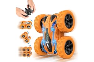 Baztoy Coches Teledirigidos, 2.4Ghz con Radiocontrol de Pie con Luces LED Acrobacia Rotación de 360°para Niños 6 7 8 9 10 11 12 Años, Juguetes para Regalos Navidad Cumpleaños