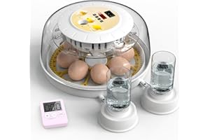 DETODDA Brutautomat Vollautomatisch, Brutmaschine Vollautomatisch Brutkasten Hühner mit LED Beleuchtung Automatischem Eierdrehen und Automatischer Wasserzugabe, Inkubator Hühner für 7 Eier