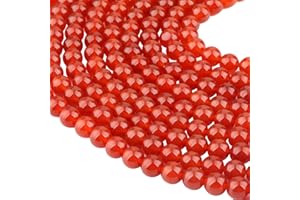 KYEYGWO Rondes Perles en Vrac de Chakra Pierres, Perles de Pierre Naturelle pour Fabrication de Bijoux Bracelet Collier Bricolage, 15", Cornaline