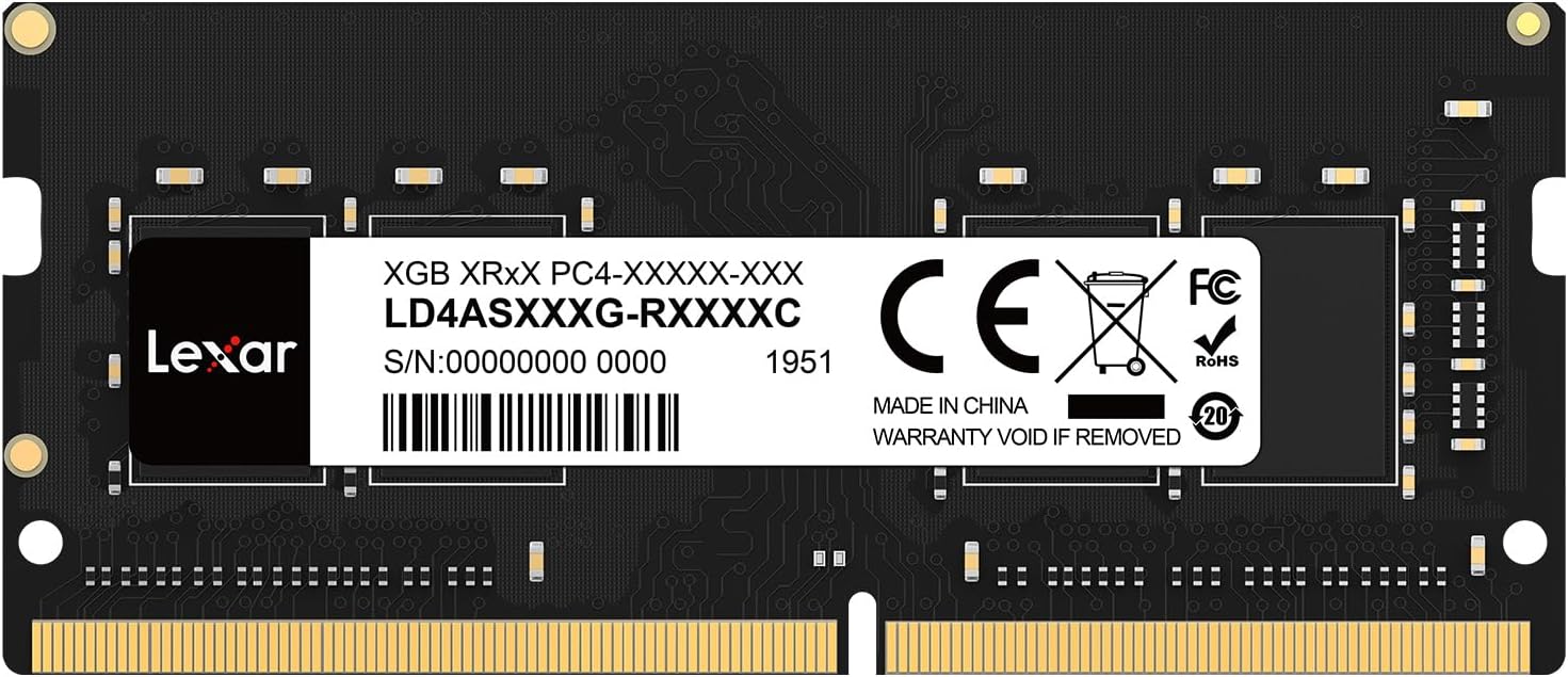Lexar SODIMM 8GB DDR4 RAM 3200 MHz, 260-Pin DDR4 Laptop Ram, High-Performance SO-DIMM, PC Laptop Computer Memory, CL22-22-22-52, 1.2V, Black