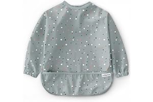 NOMBEAR Baby Nom ® Baby Weaning Bib with Sleeves - Waterproof Baby Bibs for 6-12 Months for Baby Led Weaning, Coverall Bibs for Baby Feeding, Baby Bibs with Sleeves for Toddlers, Apron Bibs for Babies