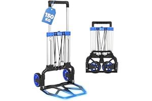 Sekey Carrello pieghevole 150 kg – Estremamente stabile e resistente, telaio in alluminio rinforzato, piattaforma antiscivolo XXL, piegatura a 1 secondo, altezza regolabile, carrello per il trasporto