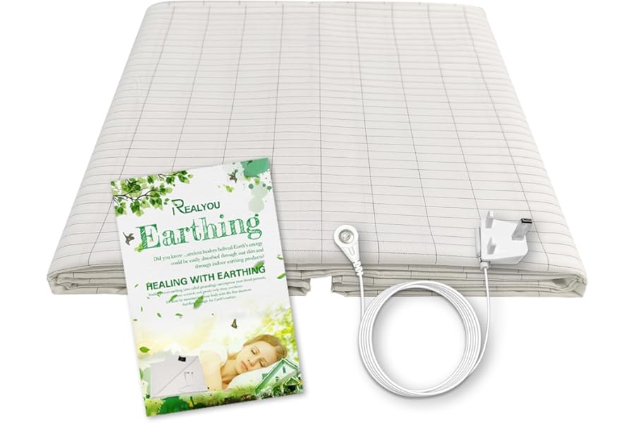 Grounding Sheet with Grounding Connection Cable, Silver Fiber Earthing Bed Sheet Conductive Earth Grounding Mat for Better Sleep, Pain Relief and Recovery (68 ×132 cm)