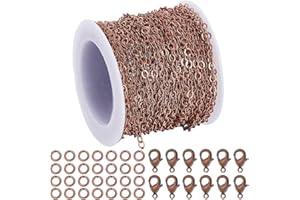 SOFPLATE 32.8 piede/10 m Catena di Cavi per La Creazione di Gioielli Catena di Collegamento Kit per La Creazione di Gioielli In Ottone 3.2 x 2.5mm Rame Rosso Rotolo Catene Rolo Connettori Collegamenti