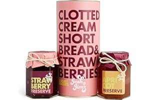 Josh & Jim's Fruity Gift Pack, White Chocolate & Raspberry Shortbread 160g, Mini Strawberry & Apricot Preserve 114g, Quality Ingredients, Produced In UK, Suitable For Vegetarians