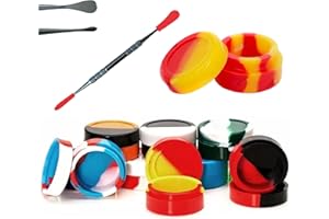 UKGLASS 5 Dab Pots & 1 Dab Tool - Dab Kit with Dabbing Tool with Non-Stick Silicone Tip Covers and 5ml Silicone Container